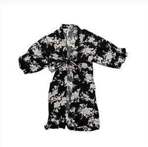 Spiritual Gangster Floral Patterned Lightweight Stylish Robe Waist Tie & Pockets